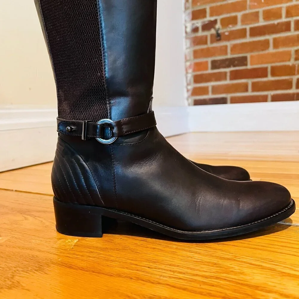 AQUATALIA Women's Brown Leather Knee High Boots 8.5
